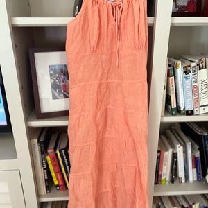 Faded Orange Linen Calypso St Barth Midi-Dress